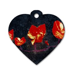 Grunge Floral Collage Design Dog Tag Heart (one Side) by dflcprintsclothing