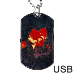 Grunge Floral Collage Design Dog Tag Usb Flash (two Sides) by dflcprintsclothing