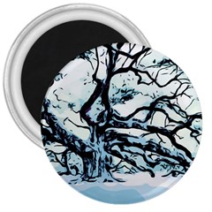 Tree Winter Blue Snow Cold Scene 3  Magnets by Pakrebo