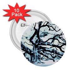 Tree Winter Blue Snow Cold Scene 2 25  Buttons (10 Pack)  by Pakrebo