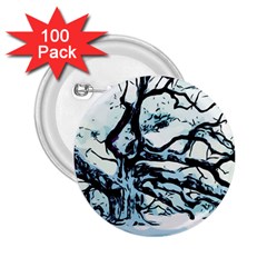 Tree Winter Blue Snow Cold Scene 2 25  Buttons (100 Pack)  by Pakrebo