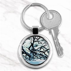 Tree Winter Blue Snow Cold Scene Key Chains (round)  by Pakrebo