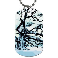 Tree Winter Blue Snow Cold Scene Dog Tag (one Side) by Pakrebo