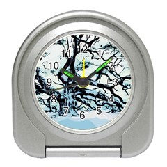 Tree Winter Blue Snow Cold Scene Travel Alarm Clock by Pakrebo