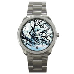 Tree Winter Blue Snow Cold Scene Sport Metal Watch by Pakrebo