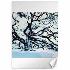 Tree Winter Blue Snow Cold Scene Canvas 12  X 18  by Pakrebo