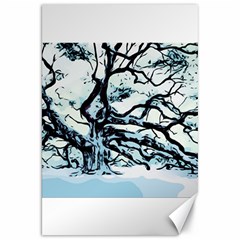 Tree Winter Blue Snow Cold Scene Canvas 20  X 30  by Pakrebo