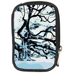 Tree Winter Blue Snow Cold Scene Compact Camera Leather Case by Pakrebo