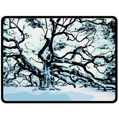 Tree Winter Blue Snow Cold Scene Fleece Blanket (large)  by Pakrebo