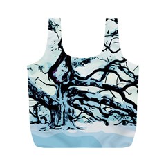 Tree Winter Blue Snow Cold Scene Full Print Recycle Bag (m) by Pakrebo