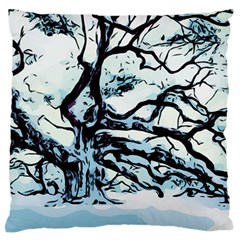 Tree Winter Blue Snow Cold Scene Large Flano Cushion Case (two Sides) by Pakrebo