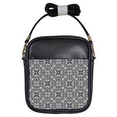 Black White Geometric Background Girls Sling Bag by Pakrebo