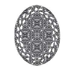 Black White Geometric Background Oval Filigree Ornament (two Sides) by Pakrebo