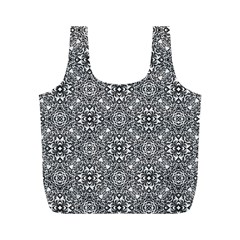 Black White Geometric Background Full Print Recycle Bag (m) by Pakrebo