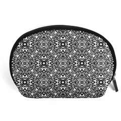 Black White Geometric Background Accessory Pouch (large) by Pakrebo