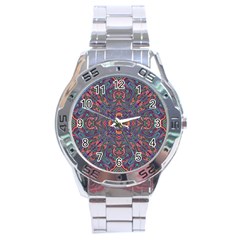 Tile Repeating Colors Texture Stainless Steel Analogue Watch