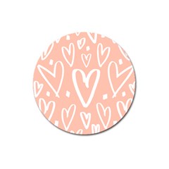 Coral Pattren With White Hearts Magnet 3  (round) by alllovelyideas