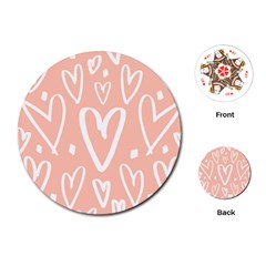 Coral Pattren With White Hearts Playing Cards (round) by alllovelyideas