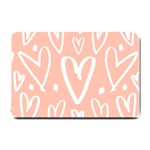 coral pattren with white hearts Small Doormat  24 x16  Door Mat