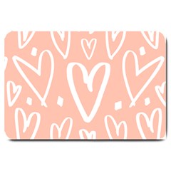 Coral Pattren With White Hearts Large Doormat  by alllovelyideas