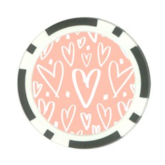 Coral Pattren With White Hearts Poker Chip Card Guard by alllovelyideas