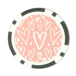 coral pattren with white hearts Poker Chip Card Guard Front