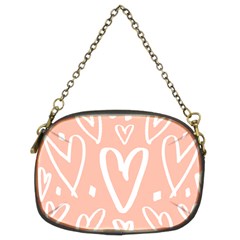 Coral Pattren With White Hearts Chain Purse (two Sides) by alllovelyideas