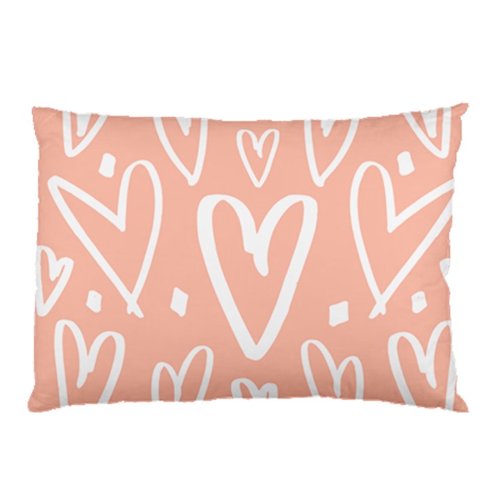 coral pattren with white hearts Pillow Case