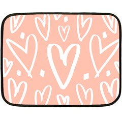 Coral Pattren With White Hearts Fleece Blanket (mini) by alllovelyideas