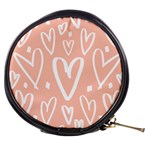 coral pattren with white hearts Mini Makeup Bag Front