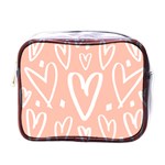 coral pattren with white hearts Mini Toiletries Bag (One Side) Front