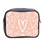 coral pattren with white hearts Mini Toiletries Bag (Two Sides) Back