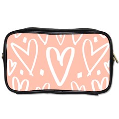 Coral Pattren With White Hearts Toiletries Bag (two Sides) by alllovelyideas