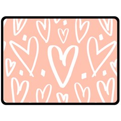 Coral Pattren With White Hearts Fleece Blanket (large)  by alllovelyideas