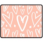 coral pattren with white hearts Fleece Blanket (Medium)  60 x50  Blanket Front