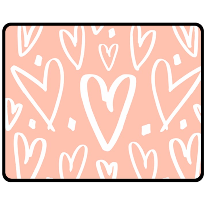 coral pattren with white hearts Fleece Blanket (Medium) 