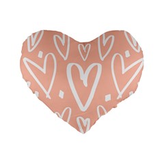 Coral Pattren With White Hearts Standard 16  Premium Heart Shape Cushions by alllovelyideas