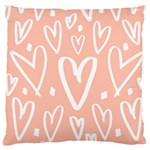 coral pattren with white hearts Standard Flano Cushion Case (Two Sides) Back