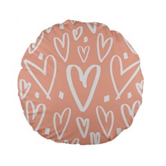 Coral Pattren With White Hearts Standard 15  Premium Flano Round Cushions by alllovelyideas