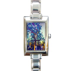 Tree Colorful Nature Landscape Rectangle Italian Charm Watch by Pakrebo