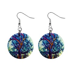 Tree Colorful Nature Landscape Mini Button Earrings by Pakrebo