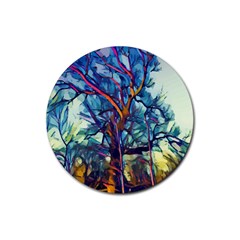 Tree Colorful Nature Landscape Rubber Coaster (round) 