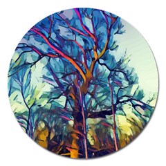 Tree Colorful Nature Landscape Magnet 5  (round) by Pakrebo