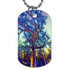 Tree Colorful Nature Landscape Dog Tag (one Side) by Pakrebo