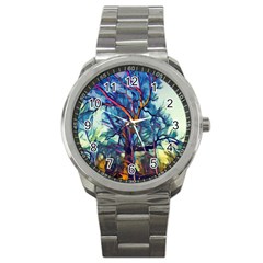 Tree Colorful Nature Landscape Sport Metal Watch by Pakrebo