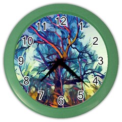 Tree Colorful Nature Landscape Color Wall Clock by Pakrebo