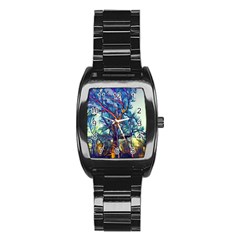 Tree Colorful Nature Landscape Stainless Steel Barrel Watch by Pakrebo