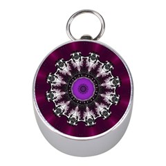 Kaleidoscope Round Circle Geometry Mini Silver Compasses by Pakrebo