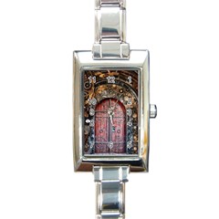 Steampunk Gears Pipes Brass Door Rectangle Italian Charm Watch by Pakrebo