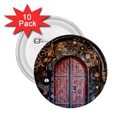 Steampunk Gears Pipes Brass Door 2 25  Buttons (10 Pack)  by Pakrebo